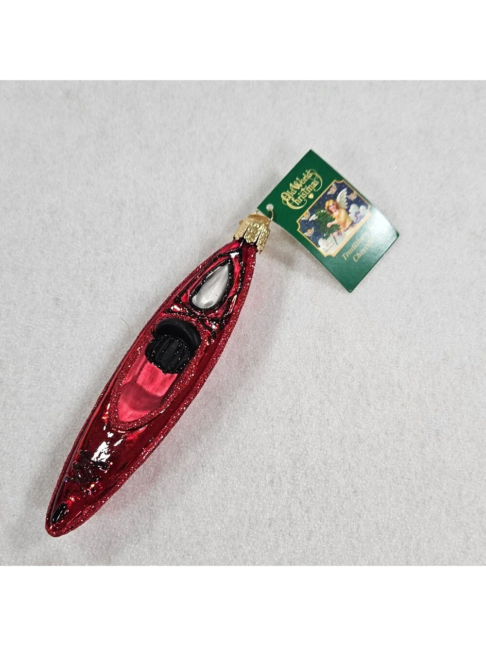Old World Christmas Red Kayak Glass Ornament NWT 2019 Traditions to Cherish